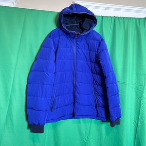 SCOTCH & SODA blue zip-up hooded puffer coat